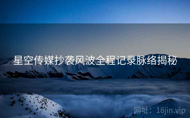 星空传媒抄袭风波全程记录脉络揭秘