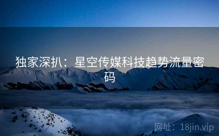 独家深扒：星空传媒科技趋势流量密码
